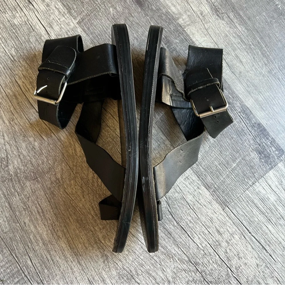 Steve Madden Alyza Black Leather Ankle Strap Sandals Italy Women’s Size 38 - Picture 3 of 8